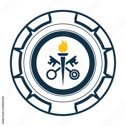 Quadro su tela wheel icon, triple goddess and crone symbol design, mystical trivia seal illustration, pagan spiritual emblem, ancient occult vector artwork isolated on white background