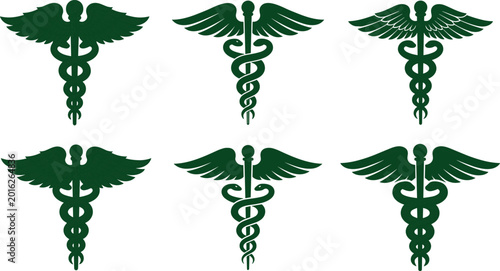 Canvas-taulu Professional Caduceus Medical Symbol Set Featuring Entwined Snakes and Wings for