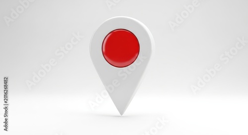 3D rendered white map pin icon with a prominent red circle in the center, symbolizing location or Japan on a clean white background. Free Download 3D rendered white map pin icon with a prominent red circle in the center, symbolizing location or Japan on a clean white background. - GFXLoad