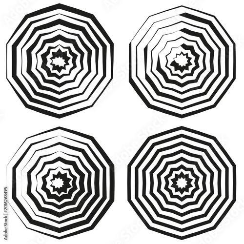 Fotografie Geometric concentric circular mandala set vector
