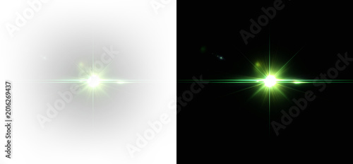 Vibrant neon green light pulse and optic flare element for futuristic technology interface and cinematic motion design overlay