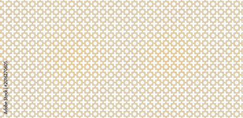 Golden vector seamless pattern with small diamonds , star shapes ,rhombuses . Abstract gold and white geometric texture . Simple minimal wide repeat background . Luxury design for decor , wallpaper