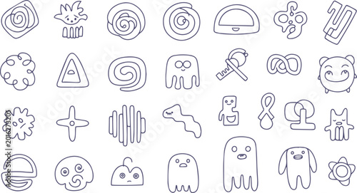 Tableau sur toile Cute Doodle Style Object Background, Seamless Pattern with Kawaii Elements and A