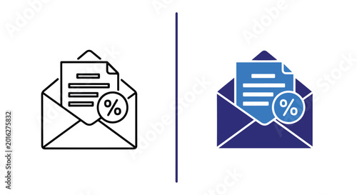 Vector discount envelope and mail icon set - Glyph solid icon - Editable modern style icon - Clipart, sticker - icon set - Clipart