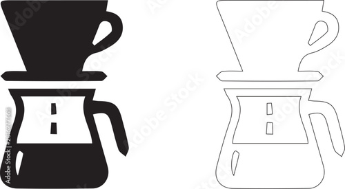 Quadro su tela Professional Pour Over Coffee Maker Icon Set Featuring Manual Drip Brewer And Gl