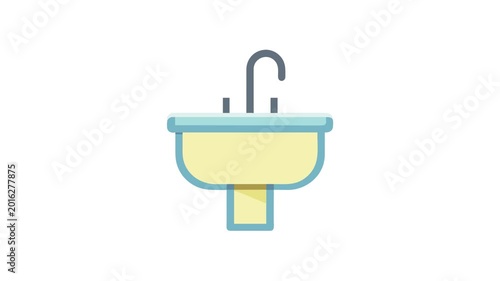 Isolated light yellow bathroom sink with gray faucet vector