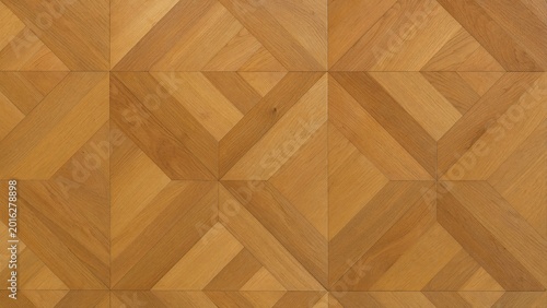 Natural wooden parquet floor showing geometric pattern detail.