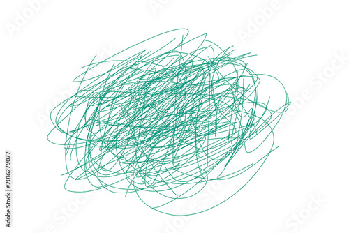 Messy teal hand drawn pencil doodle sketch isolated on white surface.