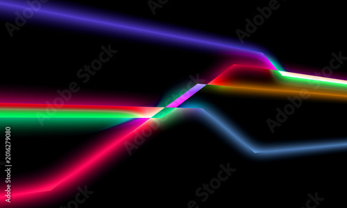 Foto Abstract futuristic background with blurry glowing wave and neon lines