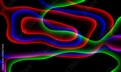 Konstfotografi Abstract futuristic background with blurry glowing wave and neon lines