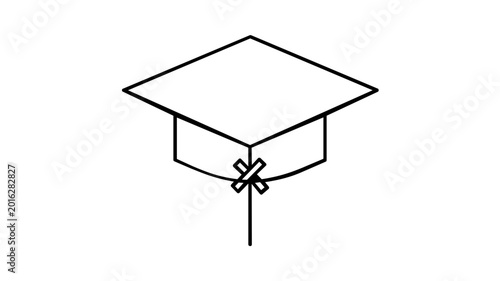 Academic graduation cap mortarboard with a hanging silk tassel vector icon illustration, perfect for education qualification, university student success, and human resources talent recruitment.