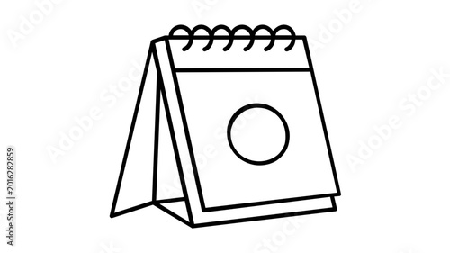 Desk calendar vector icon for recruitment interviews featuring a spiral bound planner with a circled date for employee hiring and human resources appointment scheduling in a minimalist flat style.