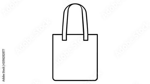 Canvas branded tote bag vector icon with long fabric shoulder straps, showcasing a clean minimalist illustration for retail shopping and eco-friendly marketing promotional merchandise design.