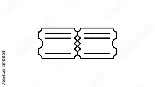 Long strip of perforated paper tickets illustration vector icon for events, entertainment, marketing promotions, cinema, concerts, and retail coupon concepts isolated on a clean background.