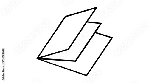 Triple folded brochure partially opened illustration vector icon for marketing presentations, corporate branding, advertising print materials, and business information guide design elements.