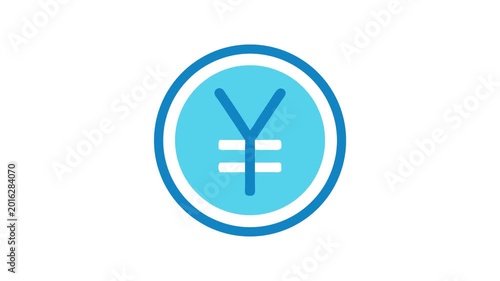 Blue Yen coin symbol on White Background currency graphic