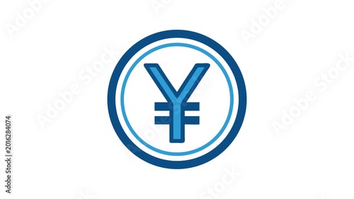 Isolated blue yen symbol on White Background for finance