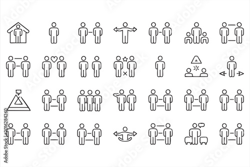 Photography Clean People Line Icons for Public Safety Communication Workplace Rules and Heal