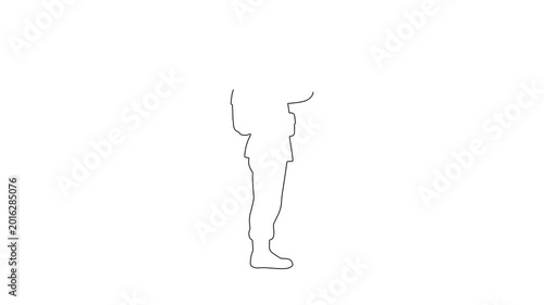 continuous one line drawing of standing soldier giving salute motion graphic video on white background