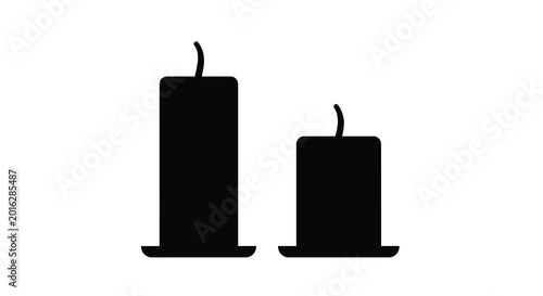 Bild auf Leinwand Two black candle silhouettes with curved wicks on a white background silhouette