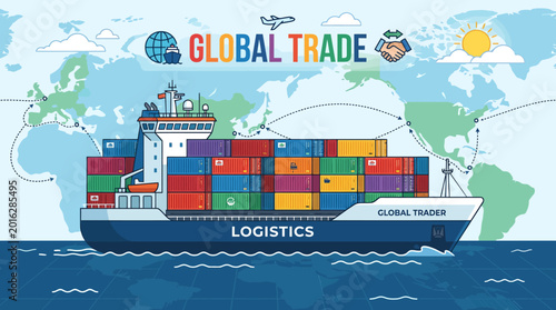 Photos Global Trade Illustration of Logistics and Delivery Services Worldwide