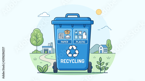 Konstfotografi Recycling Bin for Paper and Plastic Waste Segregation Illustration
