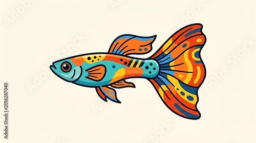 Colorful fish swimming alone.