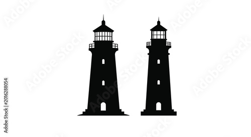 Photos Two lighthouse silhouettes against a white background silhouette high quality