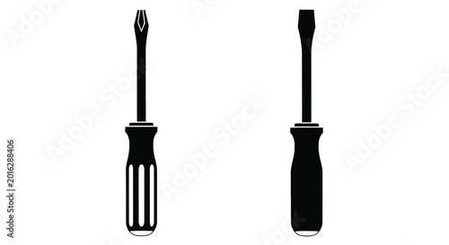 Photos Two screwdrivers a phillips and a flathead in black silhouette