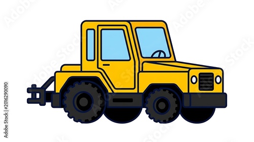 Yellow Cartoon Construction Vehicle.