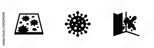 Принти на полотні Mold, Bacteria and Water Damage Stain Icons Set