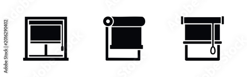 Foto Window Roller Blinds and Shades Icons Set