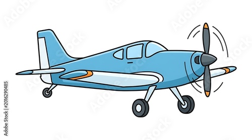 Small Blue Airplane Cartoon Illustration.