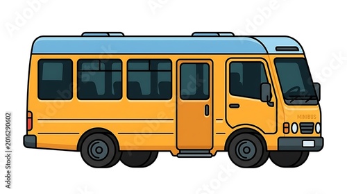 Yellow School Bus Cartoon Illustration.