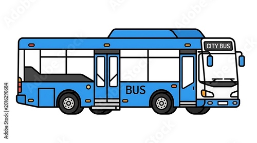 Blue City Bus Side View.