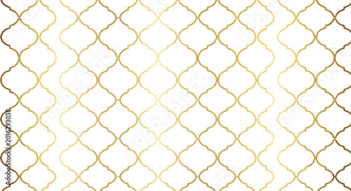 Foto Elegant moroccan trellis pattern background with gold lattice geometric shapes on white surface for luxury interior wallpaper design or festive event decor