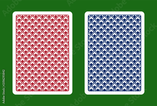 Tableau sur toile poker playing card reverse side, red blue backside geometric pattern covers