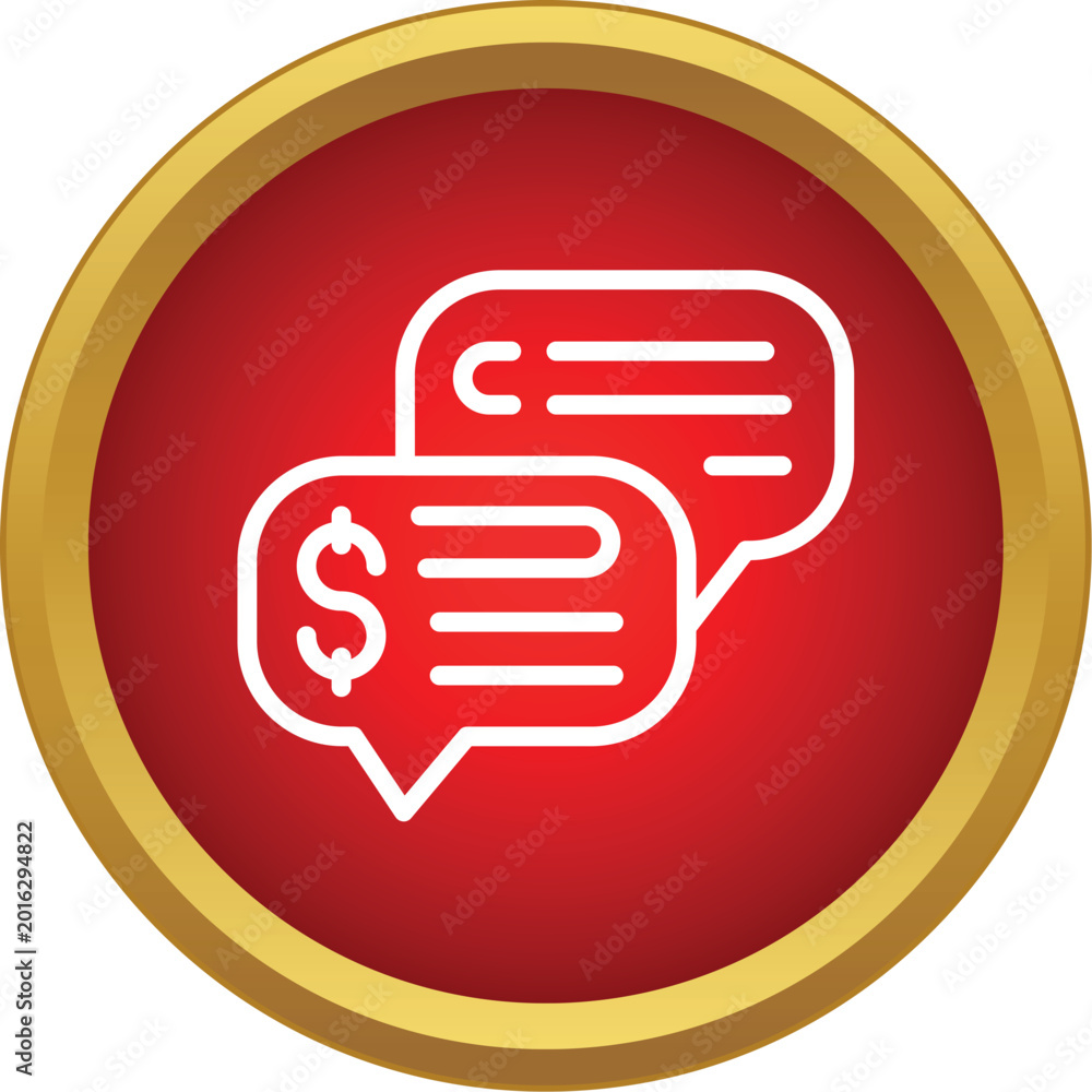 Naklejka premium Two speech bubbles show a dollar symbol in one, representing financial communication
