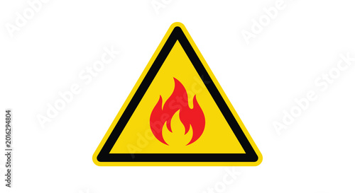 flammable warning sign yellow triangle with red flame icon