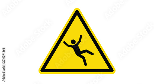 warning sign with falling person icon yellow and black