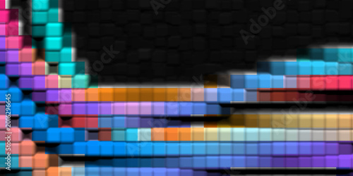 Colorful Curved Square Tile Mosaic Abstract Background Texture for Futuristic Neon Digital Design