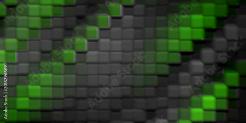 Green and Black Square Tile Mosaic Abstract Background Texture for Futuristic Technology Design