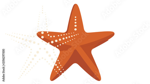 Creative orange starfish line vector icon and flat minimalist summer beach vacation illustration, vibrant tropical marine life design element isolated on white background for tourism and leisure