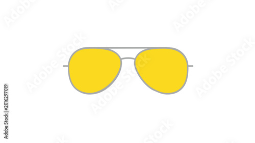 Colorful aviator sunglasses vector icon on white background, stylish summer travel illustration for vacation and holiday design, minimalist flat graphic element for fashion and leisure apps.