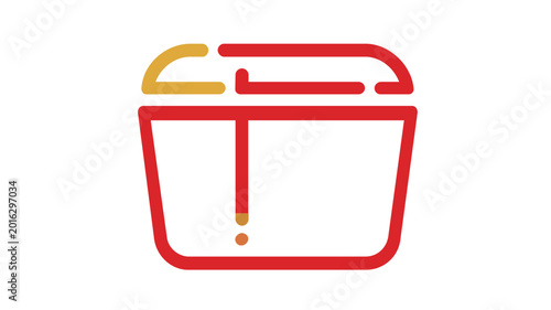 Insulated beverage carrier for outdoor adventures, vibrant line graphic of a portable ice chest. Ideal for coastal trips, picnic excursions, and refreshment storage on white background.