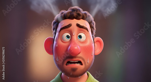 Cartoon man with a shocked expression.