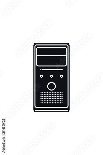 computer tower silhouette black and white isolated vector illustration on a white background high quality professional detailed