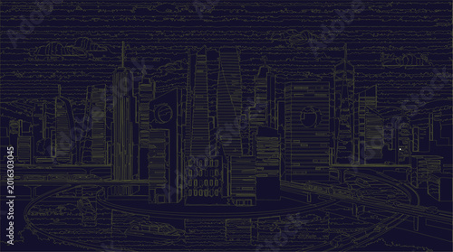 Photography Skyscraper silhouette defines the sprawling urban landscape of a modern metropolitan business district