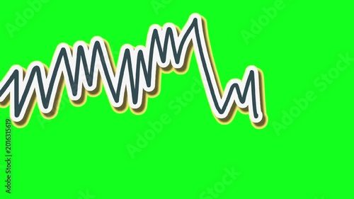 chart graph with stroke and shadow animation using greenscreen background for illustration about digital market trading movement