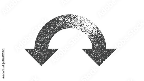 Circular arrow icon with halftone texture on a white background high quality professional detailed